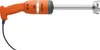 An orange and silver immersion blender with a black cord, isolated on a white background. Produktbild-Vorschau
