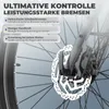 Close-up of a bicycle wheel with a disc brake, with marketing text overlayed. Produktbild-Vorschau