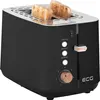 A black toaster with two slices of toast in it, set against a white background. Voir les images du produit
