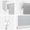 Collage of close-up shots of a roller blind mechanism and fabric. Voir les images du produit