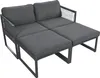 A modern, modular outdoor seating set with gray cushions and a dark metal frame. Produktbild-Vorschau