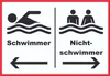 Schwimmer Nichtschwimmer Schild A6 Rückseite selbstklebend Produktbild-Vorschau 1