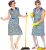 Putzfrau Kostüm für Erwachsene - Blumenkittel Blau | Produktbild-Vorschau 1