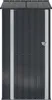 A front view of a dark gray metal garden shed. Produktbild-Vorschau