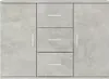 A front view of a gray sideboard with three drawers and two doors. Produktbild-Vorschau