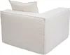 A back view of a cream-colored modular sofa section with a pillow. The sofa is upholstered in a textured fabric and has a simple, modern design. Anteprima dell’immagine prodotto