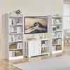 A white bookshelf unit with a TV mounted above a media console, set against a light-colored wall. Produktbild-Vorschau