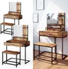 Schminktisch Vicco Fyrk Antikholz 80 cm mit Stuhl, Model Produktbild-Vorschau 2