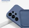 A close-up of a blue phone case, showing the camera cutout and the interior texture. Produktbild-Vorschau