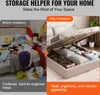 A split image showing a cluttered bed on the left and a neatly organized bed with storage underneath on the right. Náhled obrázku produktu