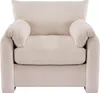 A front view of a single beige armchair on a white background. Produktbild-Vorschau