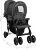 vidaXL Tandem-Zwillingskinderwagen Dunkelgrau Stahl Produktbild-Vorschau 12