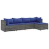 5-tlg. Garten-Lounge-Set mit Kissen Grau Poly Rattan Produktbild-Vorschau 1