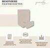 A marketing image for a chest of drawers, showing the product and highlighting its features with icons and text. Produktbild-Vorschau