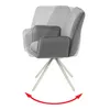 A swivel chair shown from the side with a red arrow indicating rotation. Produktbild-Vorschau