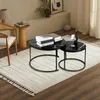 2er Set Couchtisch mit Marmormuster und Metallrahmen Produktbild-Vorschau 7