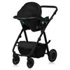 A black baby stroller with a car seat attached, shown from a slightly angled front view against a white background. Produktbild-Vorschau