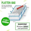 A diagram of a large bag for disposing of asbestos-containing materials, with dimensions and branding. Produktbild-Vorschau
