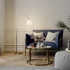 Lindby Bogenlampe Cynthia, messingfarben, Glas, 140 cm, E27 Produktbild-Vorschau 3