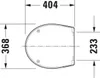 A technical drawing of a toilet seat with dimensions indicated. Produktbild-Vorschau