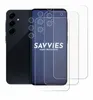 A black smartphone is shown next to several clear screen protectors, with the brand name 'SAVVIES' and 'SMART PROTECTION' visible on one of the protectors. Produktbild-Vorschau