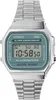 A close-up studio shot of a Casio digital watch with a metal band. Voir les images du produit