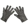 A pair of gray leather gloves shown against a white background. Produktbild-Vorschau