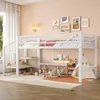 A child's bedroom with a white loft bed, decorated with toys and children's artwork. Produktbild-Vorschau