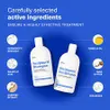 Marketing image showing two bottles of hair product with ingredient callouts. Podgląd zdjęcia produktu