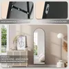 A collage showing details of a full-length mirror and the mirror in a room setting. Produktbild-Vorschau