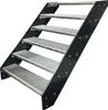 A set of metal stairs with a black frame and galvanized metal steps, isolated on a white background. Náhled obrázku produktu
