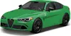 A green Alfa Romeo Giulia Quadrifoglio car is shown from a side-angle. Voir les images du produit