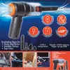 A collage of images showcasing a handheld vacuum cleaner and its features, with German text descriptions. Produktbild-Vorschau