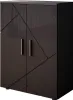 A dark gray, high-gloss cabinet with a geometric design on the doors and silver handles, shown against a light gray background. Náhled obrázku produktu