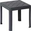 A dark gray plastic garden table with four legs is shown against a white background. Produktbild-Vorschau