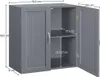 A dark gray cabinet with two doors, one open, showing shelves and dimensions. Podgląd zdjęcia produktu