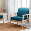 Poltrona scandinava in legno e tessuto, Blu smeraldo Anteprima dell’immagine prodotto 8