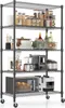 A multi-shelf metal storage rack filled with various kitchen appliances and food items. Produktbild-Vorschau