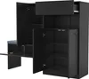 A black shoe cabinet with a bench and open doors, showing shelves and a drawer. Anteprima dell’immagine prodotto