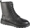 A black leather boot with laces on a white background. Podgląd zdjęcia produktu