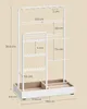A white jewelry stand with dimensions indicated by measurement lines and text. Produktbild-Vorschau