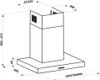 A technical drawing with dimensions of a range hood. Produktbild-Vorschau