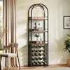 A tall, arched wine rack with multiple shelves and wine bottle storage, set in a dining room with a table and chair. Anteprima dell’immagine prodotto