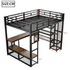 A diagram of a loft bed with dimensions labeled. Voir les images du produit