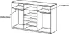 A line drawing diagram of a wardrobe interior, showing shelves, drawers, and hanging rails. Produktbild-Vorschau