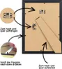 The back of a picture frame with instructions on how to hang and stand it up. Produktbild-Vorschau