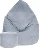 A light gray corduroy bean bag chair and matching ottoman are shown against a white background. Náhľad obrázku produktu