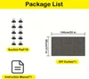 A package list showing suction cups, an instruction manual, and a DIY curtain with various shapes. Produktbild-Vorschau
