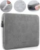 A grey laptop sleeve with three inset circular images showing features. Náhled obrázku produktu