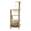 A multi-level cat tree with a bed and a hanging toy, presented against a white background. Náhled obrázku produktu